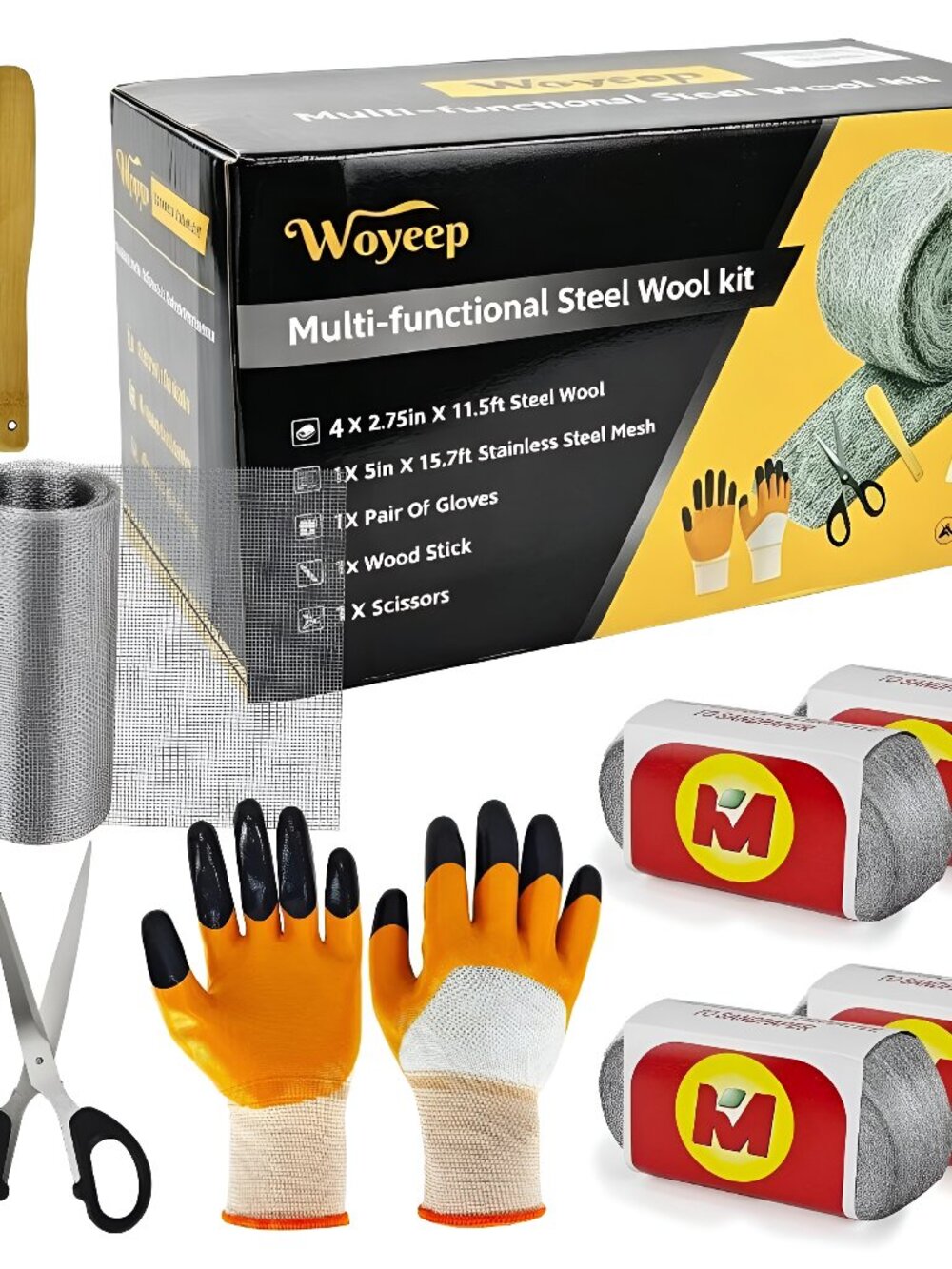 Steel Wool Mice Control- 4 Pack 11.5 Ft Stainless Steel Wool Fill Fabric Roll -D
